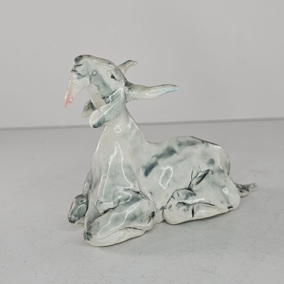 Handmade Ceramic Goat Figurine With Unique Glazed Finish By C.S. Langille - Picture 2 of 8